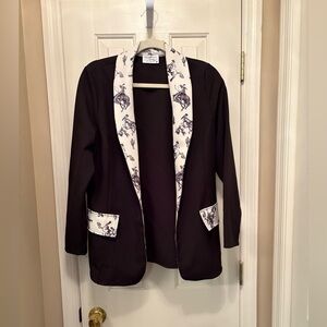 Stylish Black Jacket with Patterned Trim NWOT